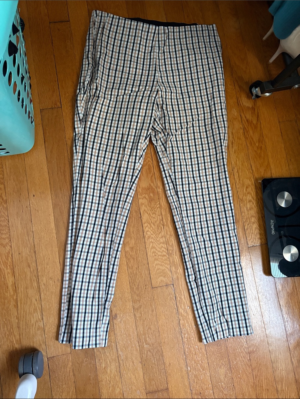 a new day Plaid Pants in Navy, Tan & Cream